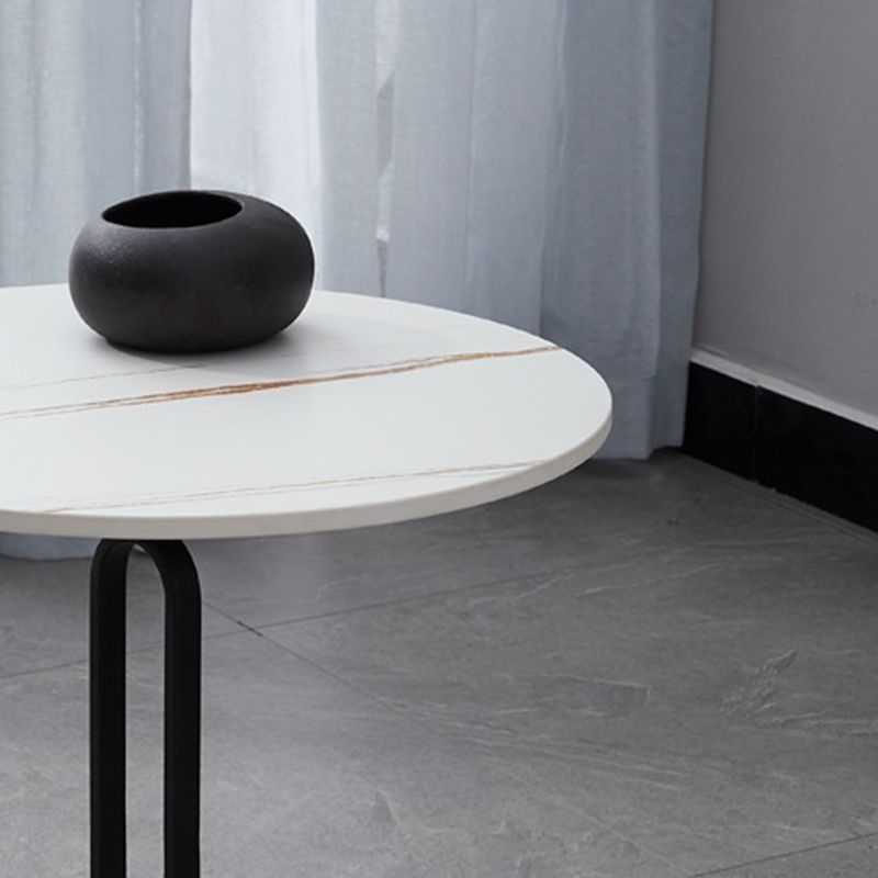 21.65" Tall Pedestal Side Table Mid-Century Modern Round Stone Top End Table