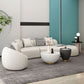 White Curved Seating Tight Back Tuxedo Arm Sofa for Living Room