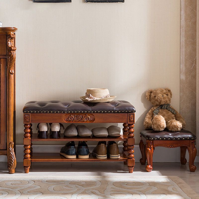 13.65-inch W Traditional Entryway Bench Solid Wood Bench with Upholstered Clearhalo 'Benches' 'Chairs & Seating' 'furn' 'furn_benches' 'Furniture' 'Living Room Furniture' 1200x1200_454abb89-ae9f-4560-85d6-49f57ddcc328