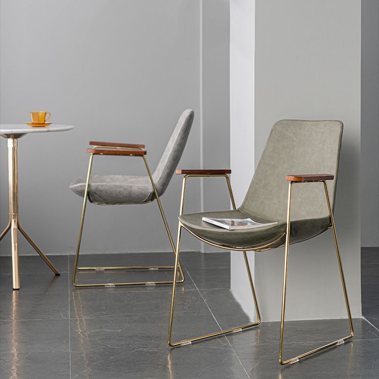 Scandinavian Design Solid Back Dining Side Chair Leather Dining Side Chair Clearhalo ' kitchen&dining_furn' 'Dining Chairs' 'Dining Tables & Seating' 'dining_chair' 'furn' 'furn_dining_chair' 'Furniture' 'furniture_dining_chair' 'Kitchen & Dining Furniture' 'kitchen' 1200x1200_454ac638-b140-469c-87c3-e4c4fcfc3aca