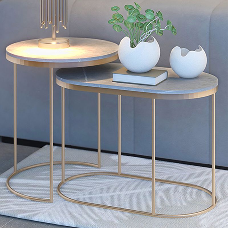 Luxurious Stone Top End Table Metal Frame Sofa Side Accent Table Clearhalo 'Coffee & Accent Tables' 'End & Side Tables' 'end_side_tables' 'furn' 'furn_end_side_tables' 'Furniture' 'Living Room Furniture' 1200x1200_454f56c8-ff92-4a9a-ac58-c5dbe317ab7d