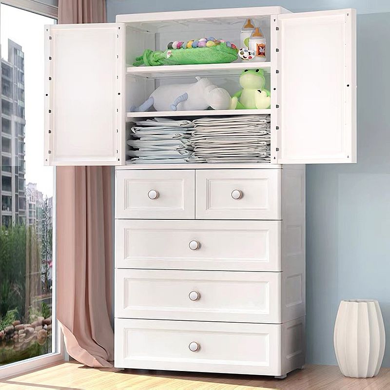 White and Grey Wardrobe Armoire Contemporary Plastic Wardrobe Clearhalo 'Armoires & Wardrobes' 'armoires_wardrobes' 'Bedroom Furniture' 'furn' 'furn_armoires_wardrobes' 'Furniture' 1200x1200_45508855-a428-4302-9819-1956b23af464