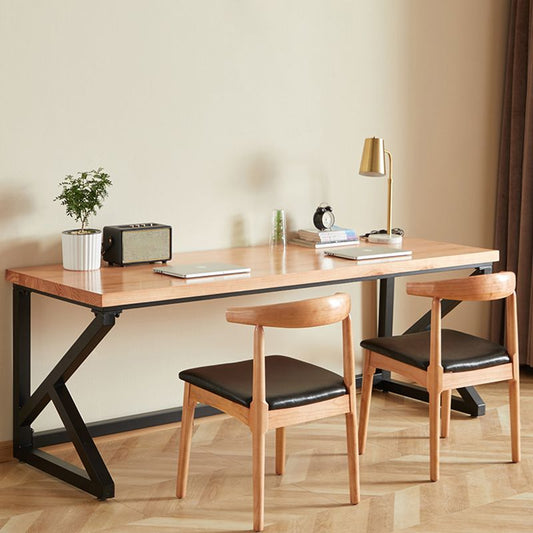 Scrivania industriale rettangolare in legno massiccio di pino da ufficio