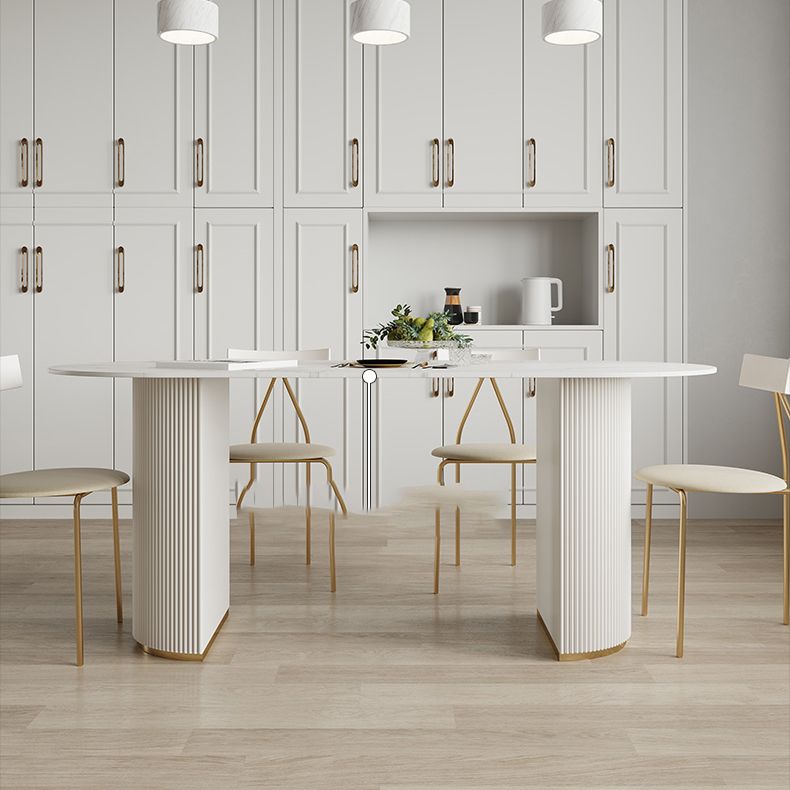 Oval Stone Top Dining Table Modern White Base Dining Table for Living Room Clearhalo 'Dining Tables & Seating' 'Dining Tables' 'dining_table' 'furn' 'furn_dining_table' 'Furniture' 'furniture_dining_table' 'Kitchen & Dining Furniture' 'kitchen' 'kitchen_dining_table' 1200x1200_4552b52d-9da1-43ba-b632-83e4d9dc477d
