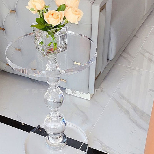 Tavolo di estremità laterale rotonda in plastica Tavolo da piedistallo per soggiorno