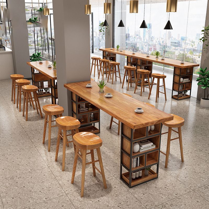 Solid Wood Backless Dining Stool Contemporary Bar Stool with Footrest