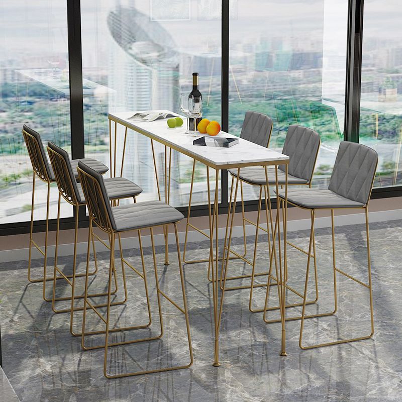 Rectangular Bar Height Table White Faux Marble Top Bistro Pub Table for Indoor Clearhalo 'Bar Furniture' 'Bar Tables' 'bar_tables' 'furn' 'furn_bar_tables' 'Furniture' 'Kitchen & Dining Furniture' 1200x1200_4556b56a-b13b-4709-a1ba-f3b062e74241
