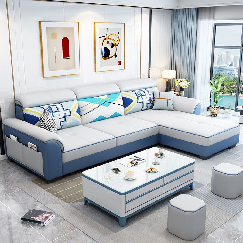 Flared Arms L-Shape Ottoman Included 3-seat Sectionals Sofa with Storage for Apartment Clearhalo 'Furniture' 'furniture_sectionals' 'Living Room Furniture' 'Sectionals' 1200x1200_45580ecb-c1fd-4e41-8d52-ef7087f23525