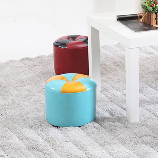 Vintage Indoor Leather Ottoman Patchwork Color Block Round Tufted Pouf Ottoman Clearhalo 'furn' 'furn_ottomans_poufs' 'Furniture' 'Living Room Furniture' 'Ottomans & Poufs' 'ottomans_poufs' 1200x1200_45588447-77b6-4e34-96cd-65cd6bcb7f23