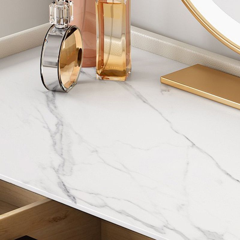 Stone Top Make -up -Schminktisch in weißer luxuriöser Metallwaschtisch