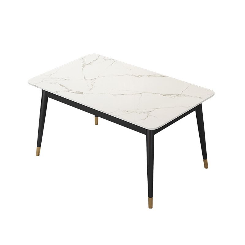 White Stone Top Dining Table Contemporary Rectangle Dining Table with 4 Legs Clearhalo 'Dining Tables & Seating' 'Dining Tables' 'dining_table' 'furn' 'furn_dining_table' 'Furniture' 'Kitchen & Dining Furniture' 1200x1200_455a7a86-6065-4068-bc9f-91b2b03bbcaf