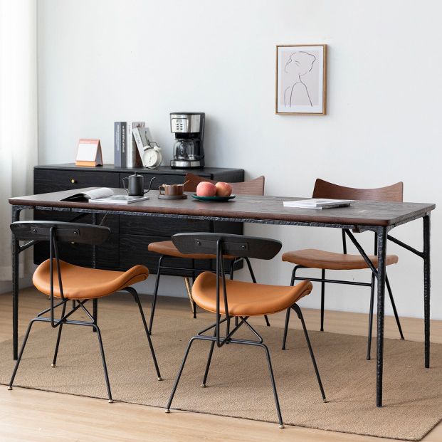 Traditional Luxury Dining Table Rectangle Solid Wood Dining Table with Metal Base Clearhalo 'Dining Tables & Seating' 'Dining Tables' 'dining_table' 'furn' 'furn_dining_table' 'Furniture' 'furniture_dining_table' 'Kitchen & Dining Furniture' 'kitchen' 'kitchen_dining_table' 1200x1200_455b7886-4b4a-4b2c-811a-b72b384f824d