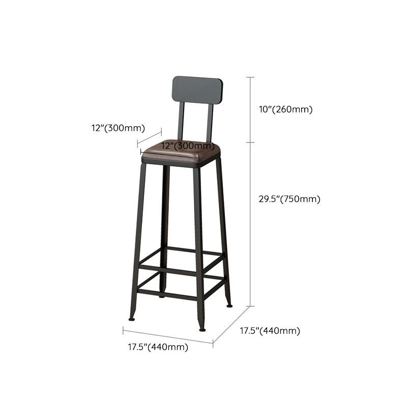 Armless Dining Stool Contemporary Bar Stool with Black Metal Base Clearhalo 'Bar Furniture' 'Bar Stools' 'bar_stools' 'furn' 'furn_bar_stools' 'Furniture' 'Kitchen & Dining Furniture' 1200x1200_455bea9b-1034-43a5-9dcf-79bf8bc358e1