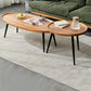 Round/oval Black Metal 3/4 Leg Base Design Wood Table Panel Coffee Table Clearhalo 'Coffee & Accent Tables' 'Coffee Tables' 'coffee_tables' 'furn' 'furn_coffee_tables' 'Furniture' 'Living Room Furniture' 1200x1200_455c3dc7-535a-4a5a-9880-f55470c6c765