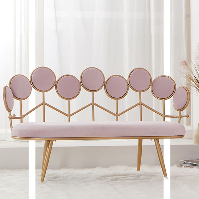 Modern Velvet 2-seater Sofa Metal Sloped Settee for Apartment