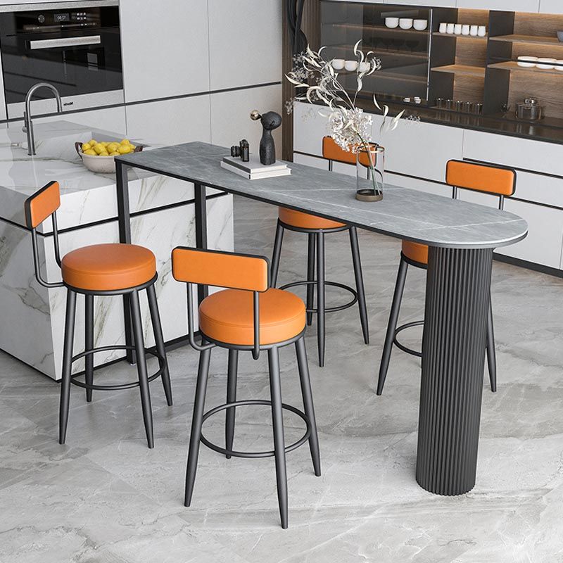 Nordic Style Stone Top Bar Table 42-inch Height Metal Pedestal Bistro Table Clearhalo 'Bar Furniture' 'Bar Tables' 'bar_tables' 'furn' 'furn_bar_tables' 'Furniture' 'Kitchen & Dining Furniture' 1200x1200_455eca71-0b69-45d0-b47e-dfc23c75f728