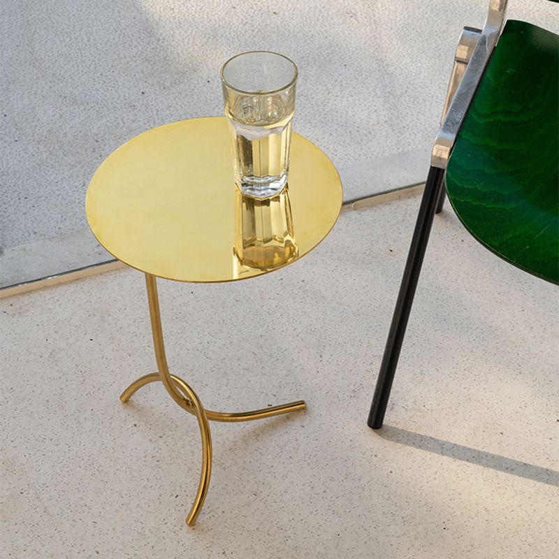 Mid-Century Stainless Steel Round Top Side Table 11-inch Pedestal End Table Clearhalo 'Coffee & Accent Tables' 'End & Side Tables' 'end_side_tables' 'furn' 'furn_end_side_tables' 'Furniture' 'Living Room Furniture' 1200x1200_455f205c-5e05-4860-9f54-0496d4ca2750