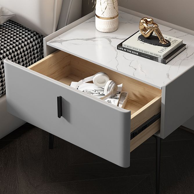 2-Drawer Nightstand with 4 Legs 20" Tall Stone Top Night Table Clearhalo 'Bedroom Furniture' 'furn' 'furn_night_stand' 'Furniture' 'night_stand' 'Nightstands' 1200x1200_4561299b-753c-4542-8282-a11d681bdb14