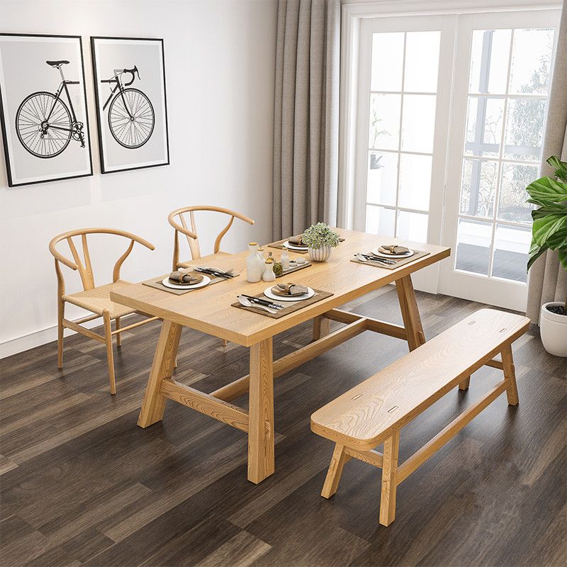 Modern Pine Wood Table for Restaurant Rectangle Dining Table with Trestle Base Clearhalo ' dining_table' 'Dining Tables & Seating' 'Dining Tables' 'furn' 'furn_dining_table' 'Furniture' 'furniture_dining_table' 'Kitchen & Dining Furniture' 'kitchen&dining_furn' 'kitchen' 'kitchen_dining_table' 1200x1200_45626108-581e-4cfc-9607-5ec0a247f51a