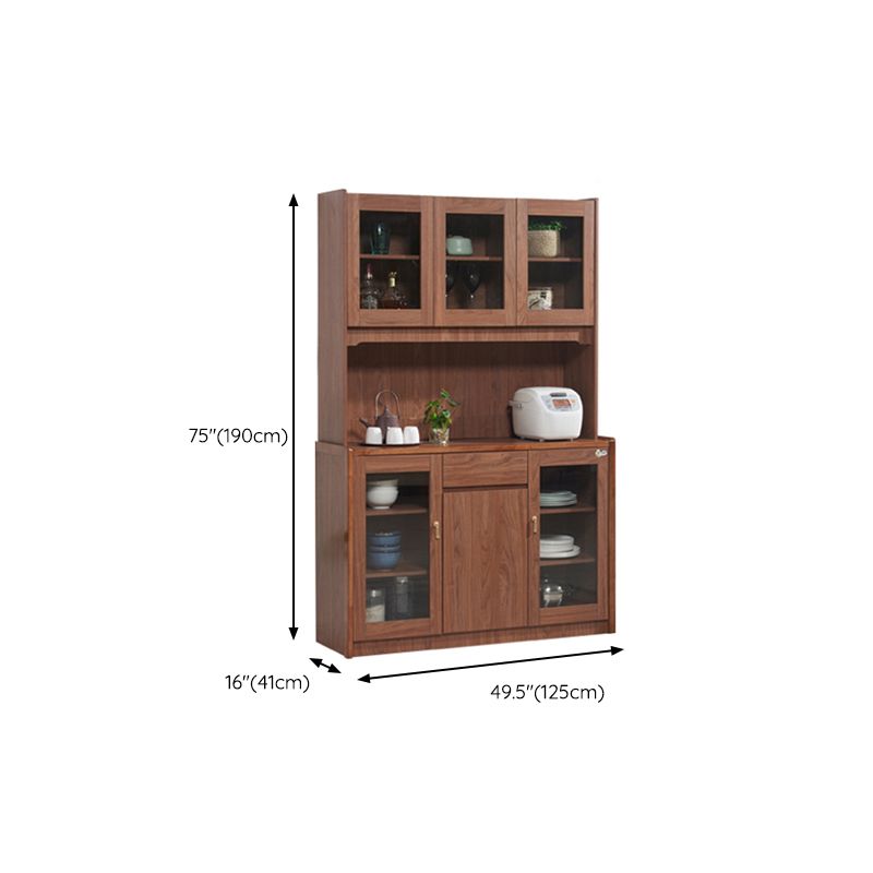 Contemporary Dining Hutch Wood Glass Doors Storage Cabinet for Dining Room Clearhalo 'Display & China Cabinets' 'display_china_cabinets' 'furn' 'furn_display_china_cabinets' 'Furniture' 'Kitchen & Dining Furniture' 1200x1200_456438ca-92b2-4eae-8abc-176c8da4cb9b