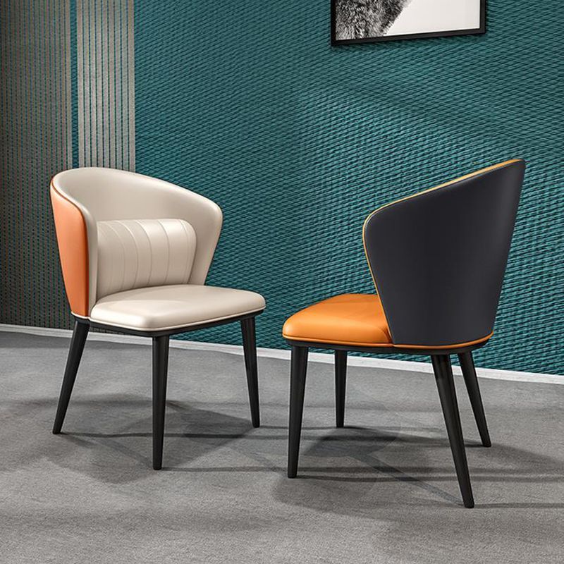 Sillas de comedor de cuero modernas de cuero con ala silla lateral de comedor sin brazo