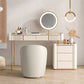 Beige Vanity Dressing Table Set Stool & Storage Drawers Vanity