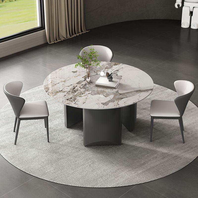 Grey Base Dining Site Table Contemporary Round Dining Room Table Clearhalo 'Dining Tables & Seating' 'Dining Tables' 'dining_table' 'furn' 'furn_dining_table' 'Furniture' 'Kitchen & Dining Furniture' 1200x1200_456882b0-bf82-42ba-91d1-f728b9dec7f7