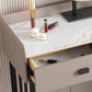 Contemporary Stone Top Vanity 5 Drawers Vanity Set with Stool