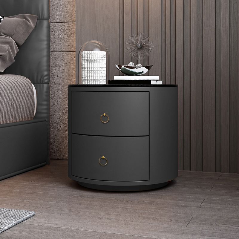 Glamernte Nachttisch mit 2 Schublade 16,5 Zoll hohen Leder-Nachttisch