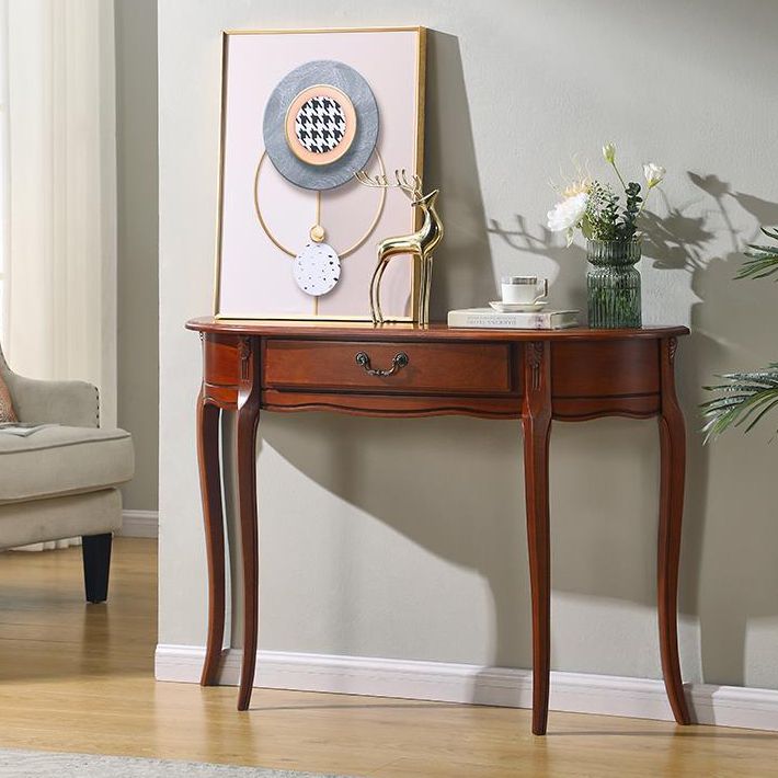 Tavolo di accento di legno moderno di metà secolo Tavolo da divano di divano mezza luna per Hall