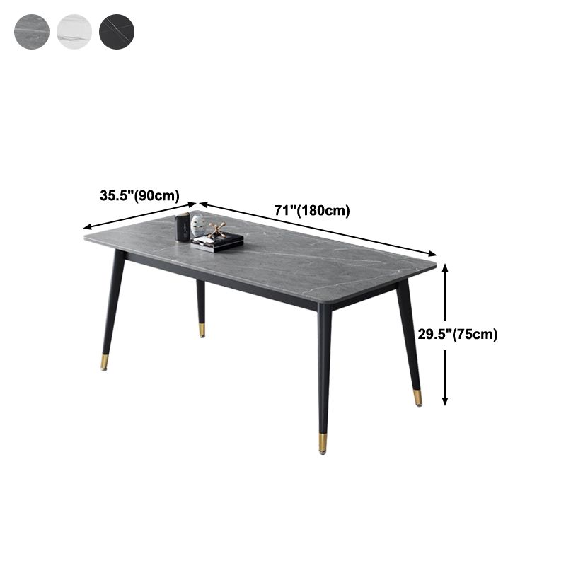 Metal Contemporary Rectangular Dining Table Sintered Stone Top Table with Black Legs Clearhalo ' dining_table' 'Dining Tables & Seating' 'Dining Tables' 'furn' 'furn_dining_table' 'Furniture' 'furniture_dining_table' 'Kitchen & Dining Furniture' 'kitchen&dining_furn' 'kitchen' 'kitchen_dining_table' 1200x1200_4570adca-ea4b-4920-9fd1-0a8439266c0e