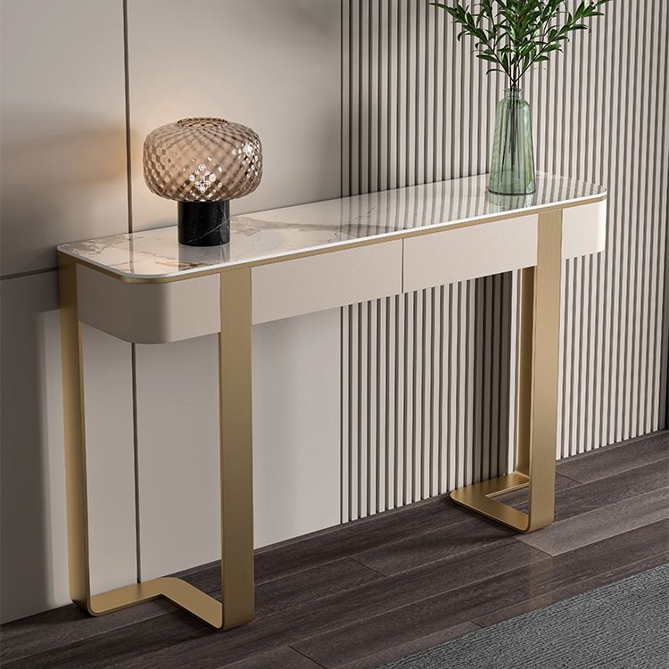 Stone Half Moon Console Table Glam 33.46-inch Tall Accent Table Clearhalo 'Console Tables' 'console_tables' 'Entry & Mudroom Furniture' 'furn' 'furn_console_tables' 'Furniture' 1200x1200_45747049-5c84-4235-adf6-9e4454c0df98