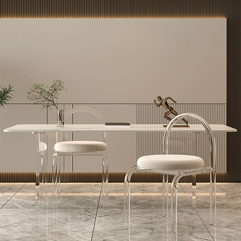 Moderne stenen rechthoekige eettafel van acryl onderstel voor eetkamer