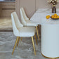Stone Top Dining Table Modern Dining Table with Sled Base in White