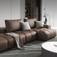 American Traditional Faux Leather Cushions Sectionals 37.4"High Square Arm Sofa,Dark Brown Clearhalo 'furn' 'furn_sectionals' 'Furniture' 'furniture_sectionals' 'kitchen' 'kitchen_sectionals' 'Living Room Furniture' 'Sectionals' 1200x1200_457a0037-142b-428e-b9ef-235fbf5807ef