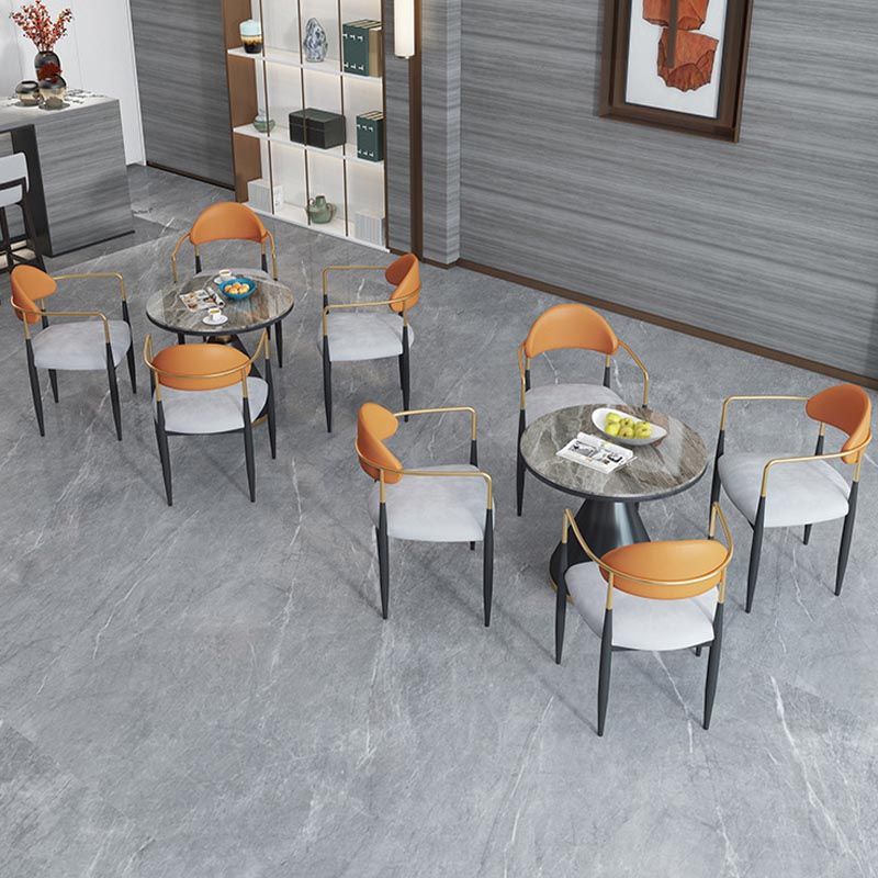 Modern Round Dining Table for Home Glossy Stone Dinette Table with Metal Base Clearhalo 'Dining Tables & Seating' 'Dining Tables' 'dining_table' 'furn' 'furn_dining_table' 'Furniture' 'Kitchen & Dining Furniture' 1200x1200_457a98b0-9d91-4b73-8c2f-49667b8cb2bc