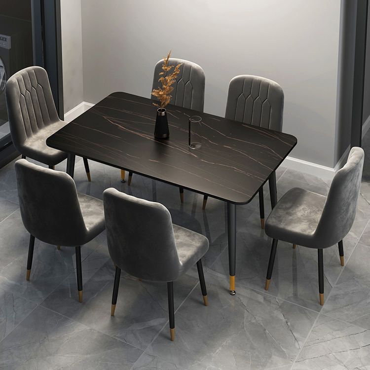 Rectangle Contemporary Sintered Stone Dining Room Set with 4 Legs Table Dining Table Sets Clearhalo 'Dining Room Sets' 'Dining Tables & Seating' 'dining_room_set' 'furn' 'furn_dining_room_set' 'Furniture' 'furniture_dining_room_set' 'Kitchen & Dining Furniture' 'kitchen&dining_furn' 'kitchen' 1200x1200_457b72de-5385-4ed0-aff4-ba38f0789276