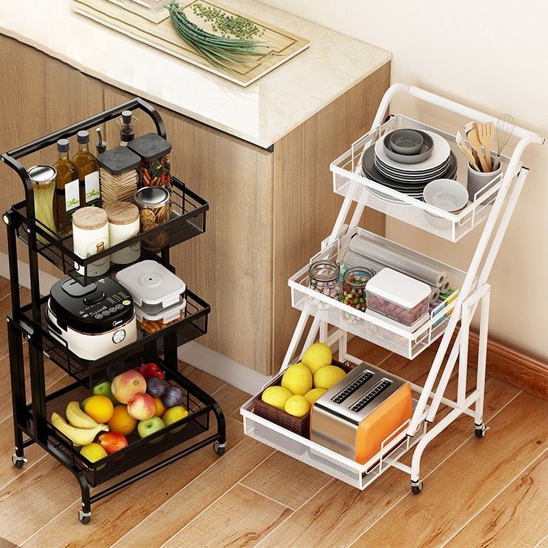 17.5"L x 12"W x 37"H Modern Metal Prep Table Open Storage Rolling Prep Table with Basket