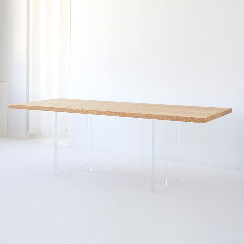 Modern Solid Wood Kitchen Table Rectangle Dining Table with Double Pedestal Clearhalo 'Dining Tables & Seating' 'Dining Tables' 'dining_table' 'furn' 'furn_dining_table' 'Furniture' 'furniture_dining_table' 'Kitchen & Dining Furniture' 'kitchen' 'kitchen_dining_table' 1200x1200_457cd11e-4b89-4716-887e-a907effee859