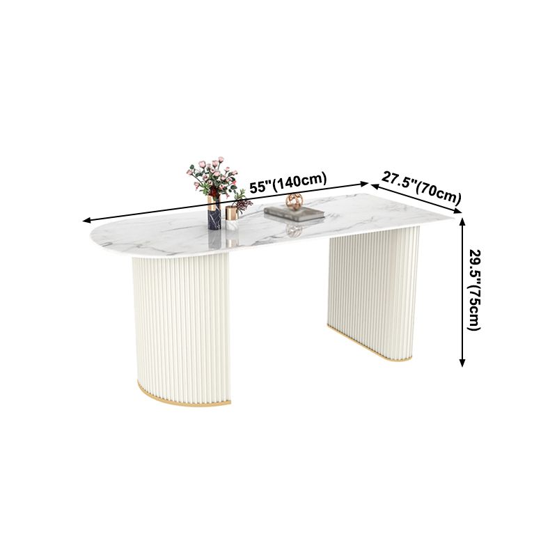 Contemporary Style Stone Dining Table Double Pedestal Base Freeform Table for Home Clearhalo ' dining_table' 'Dining Tables & Seating' 'Dining Tables' 'furn' 'furn_dining_table' 'Furniture' 'furniture_dining_table' 'Kitchen & Dining Furniture' 'kitchen&dining_furn' 'kitchen' 'kitchen_dining_table' 1200x1200_457e810d-0bd5-46c2-a1a9-f106736ee3e1