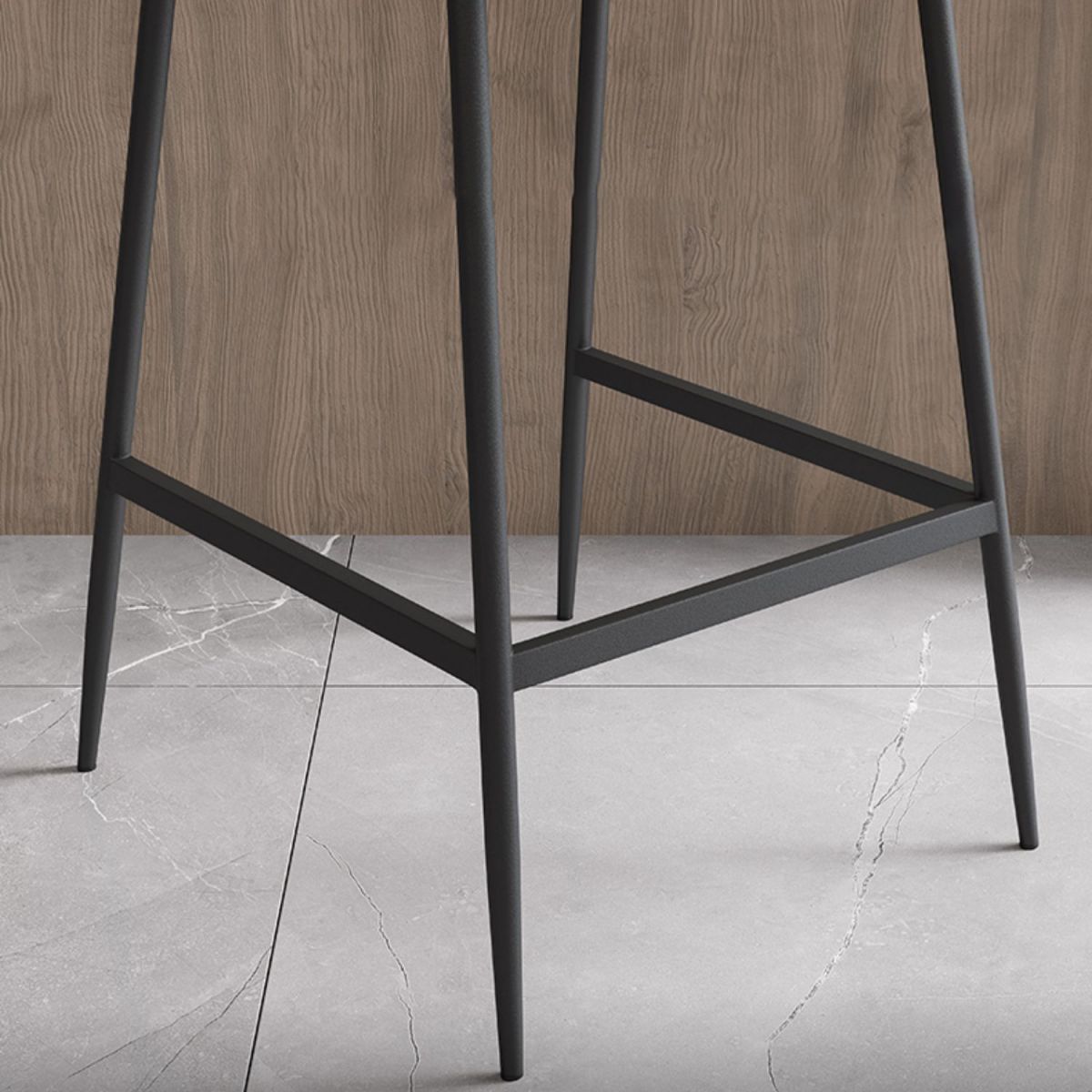 革のバースツールモダンバックレストカウンタースツールが金属脚