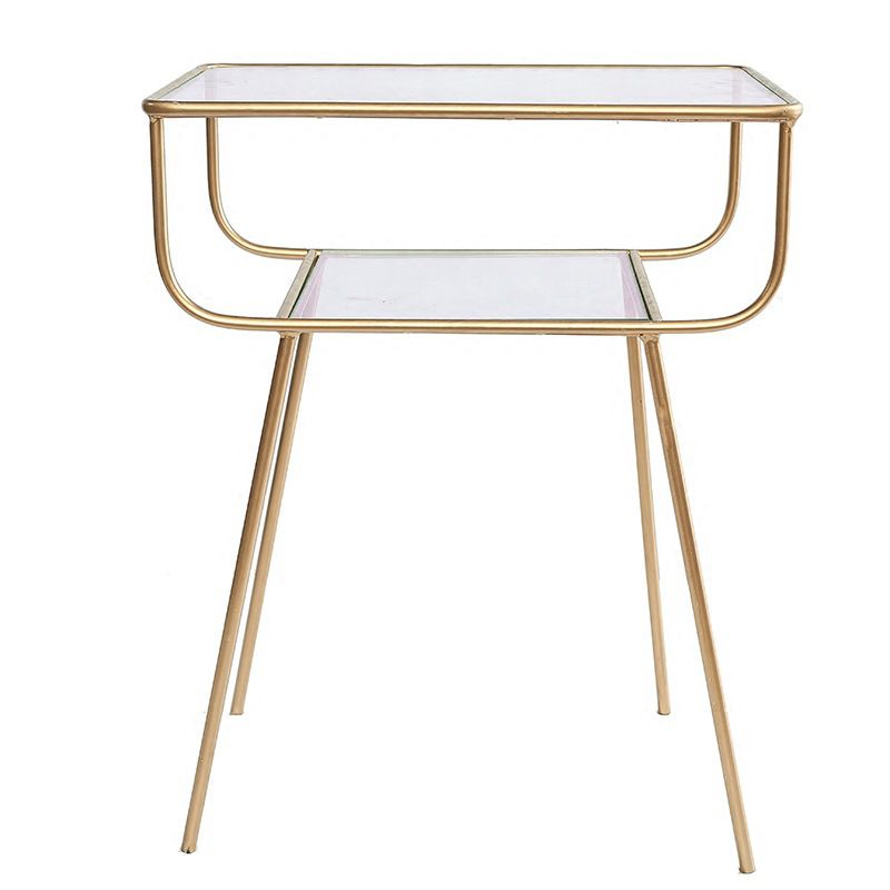 Industrialglas Akzenttisch Nachttisch 23,6 "Hochbett -Nachttisch mit 2 Regalen