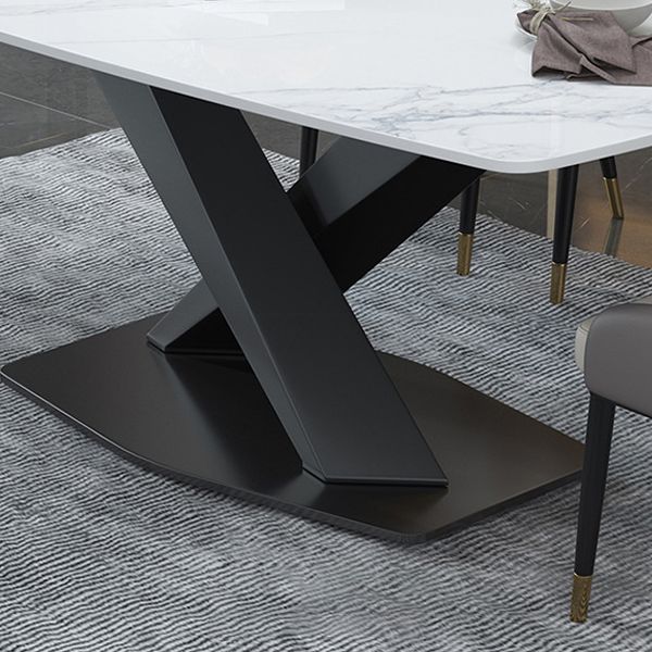 Glam Style Dinette Table Rectangle Stone Dining Room Table for Kitchen