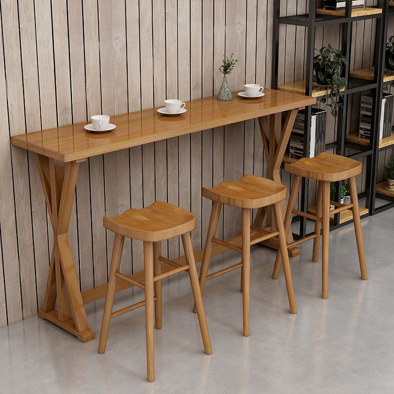 Contemporary Solid Wood Bar Stool Table Rectangle Bar Table in Brown for Indoor Clearhalo 'Bar Furniture' 'Bar Tables' 'bar_tables' 'furn' 'furn_bar_tables' 'Furniture' 'Kitchen & Dining Furniture' 1200x1200_45803d3c-9a42-4de1-bbf3-726376e64691
