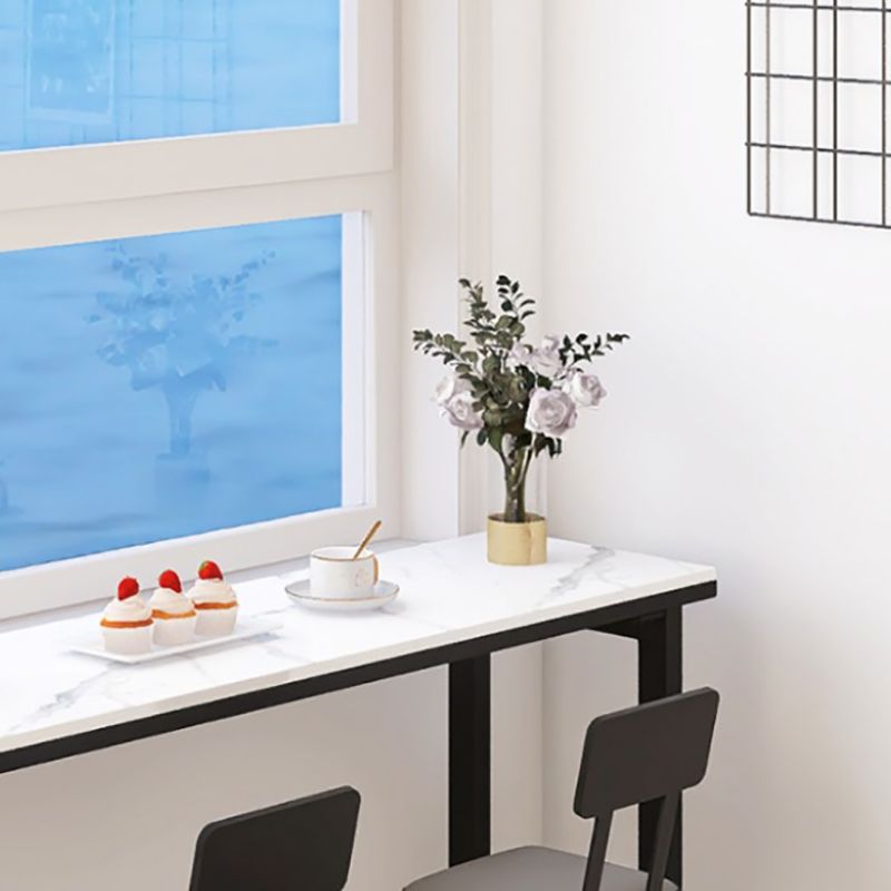 Modern White and Black Bistro Table Rectangle Footrest Cocktail Bar Table Clearhalo 'Bar Furniture' 'Bar Tables' 'bar_tables' 'furn' 'furn_bar_tables' 'Furniture' 'furniture_bar_tables' 'Kitchen & Dining Furniture' 1200x1200_4583cf9e-4e2f-4c39-8fab-d537b4f9d391