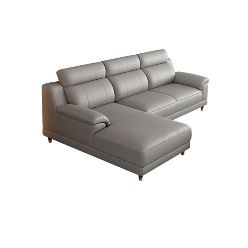 Light-grey Contemporary Sofa Genuine Leather Living Room Sofa & Chaise Clearhalo 'furn' 'furn_sectionals' 'Furniture' 'Living Room Furniture' 'Sectionals' 1200x1200_45895b4f-791b-44bf-995e-67ee4d95a3fa