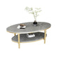 Glam Iron 4 Legs Cocktail Table with Shelf Oval Slate Top Coffee Table