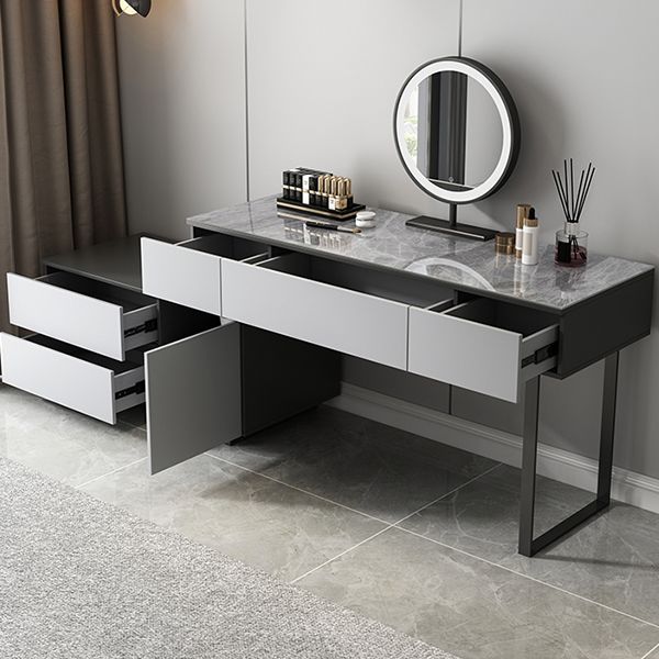 Gray Bedroom Lighted Mirror Vanity Makeup Dressing Table Set Clearhalo 'Bedroom Furniture' 'furn' 'furn_makeup_vanities' 'Furniture' 'Makeup Vanities' 'makeup_vanities' 1200x1200_458b2829-8f6f-47bc-8994-0c763e0c816e