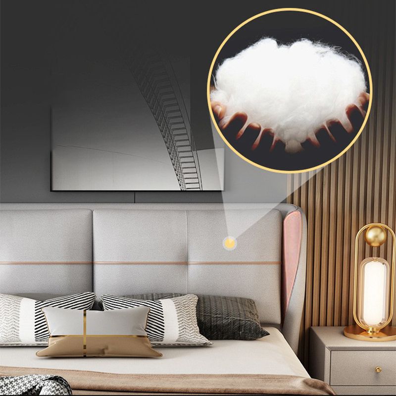 Modern Grey Wingback Bed with Tufted Rectangle Headboard and Metal Legs