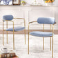 Glam Dining Arm Chair Velvet Dining Room Gold Legs Side Chair